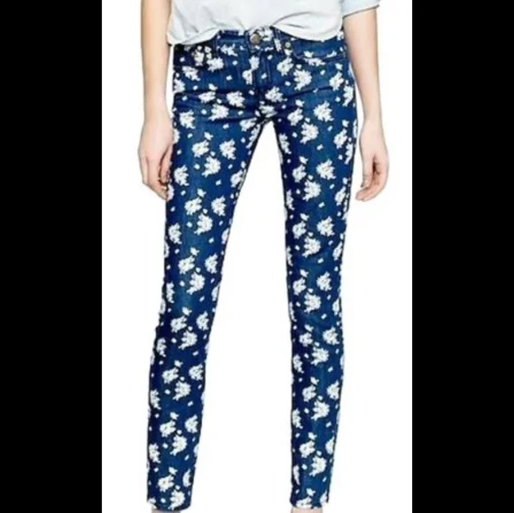 J. Crew Indigo Floral Cropped Matchstick jeans - Picture 1 of 10